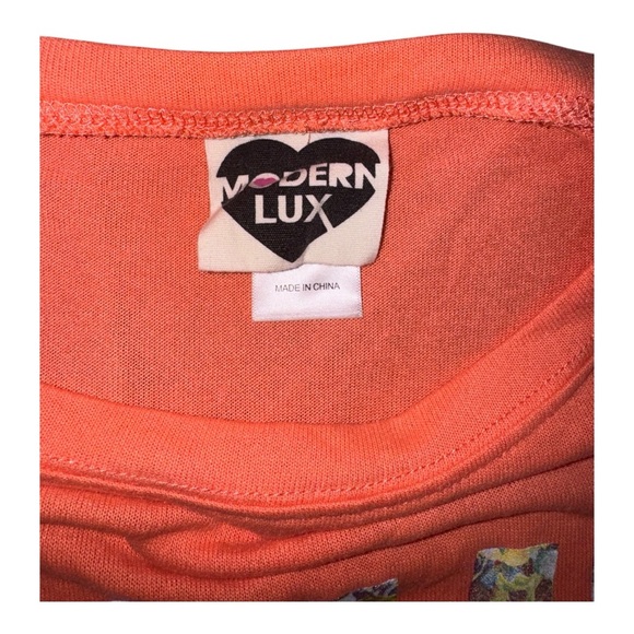 Modern Lux Coral Long Sleeve Tee with Floral Love Print Size Medium - Picture 4 of 6